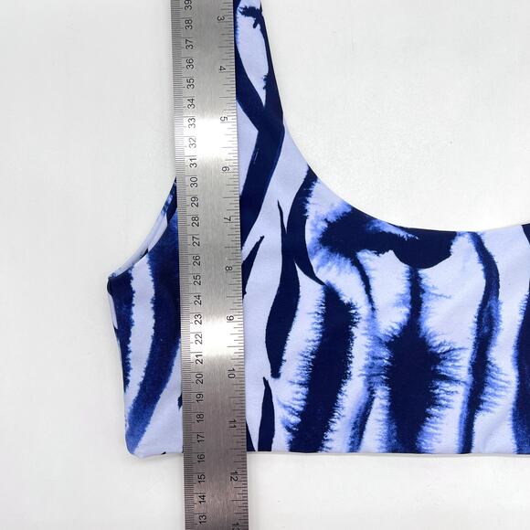 SIGAL Zebra Bikini Top Womens Medium Blue Striped Scoop Neck Tiger Stripe NEW - Picture 14 of 16